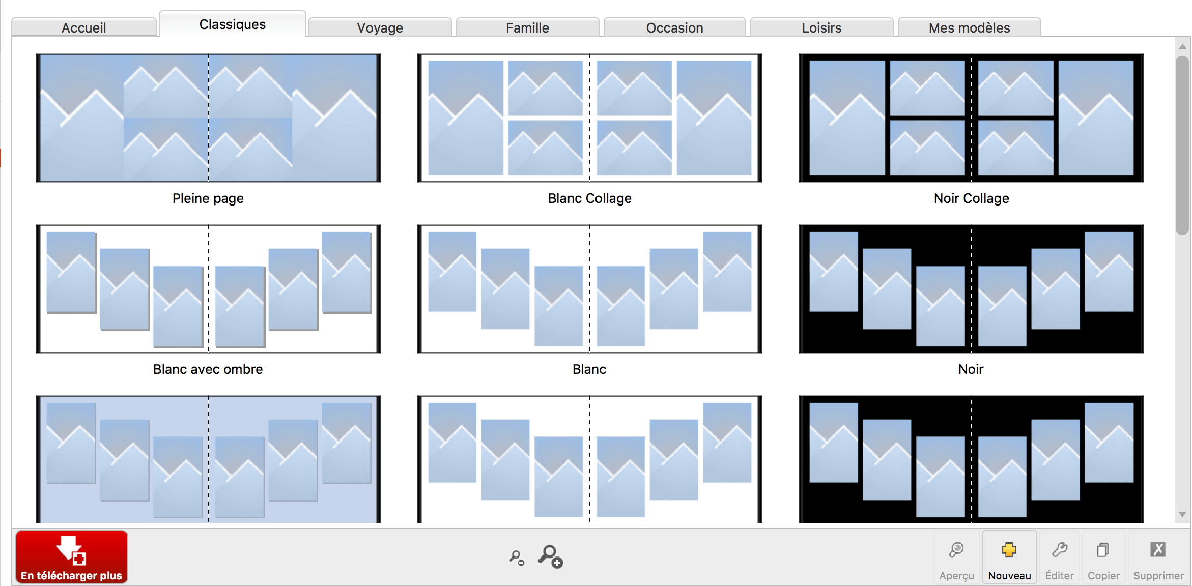 différents types d'albums photo